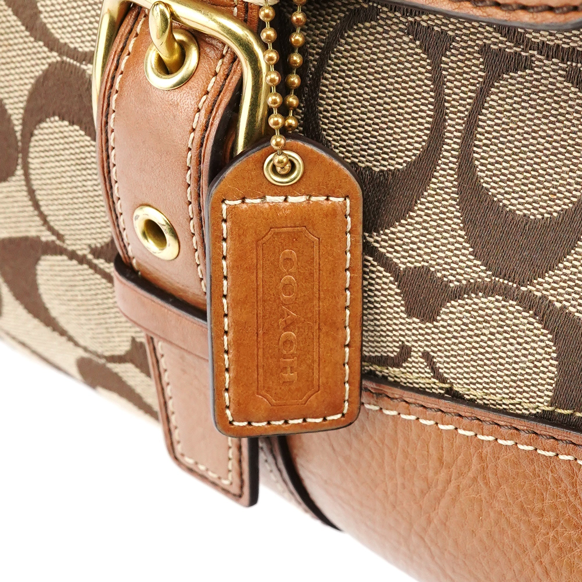 11060 Beige Signature Turnlock Tote Bag
