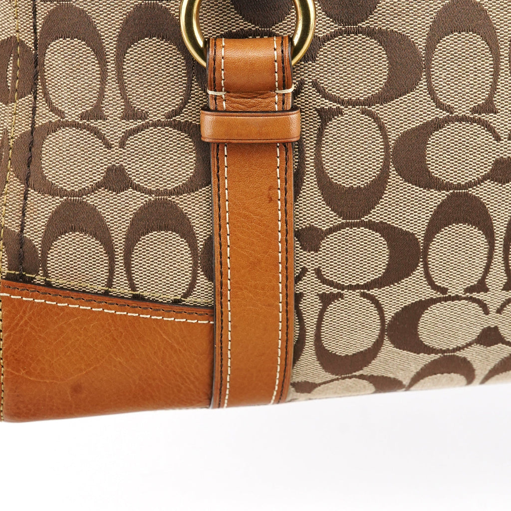 11060 Beige Signature Turnlock Tote Bag