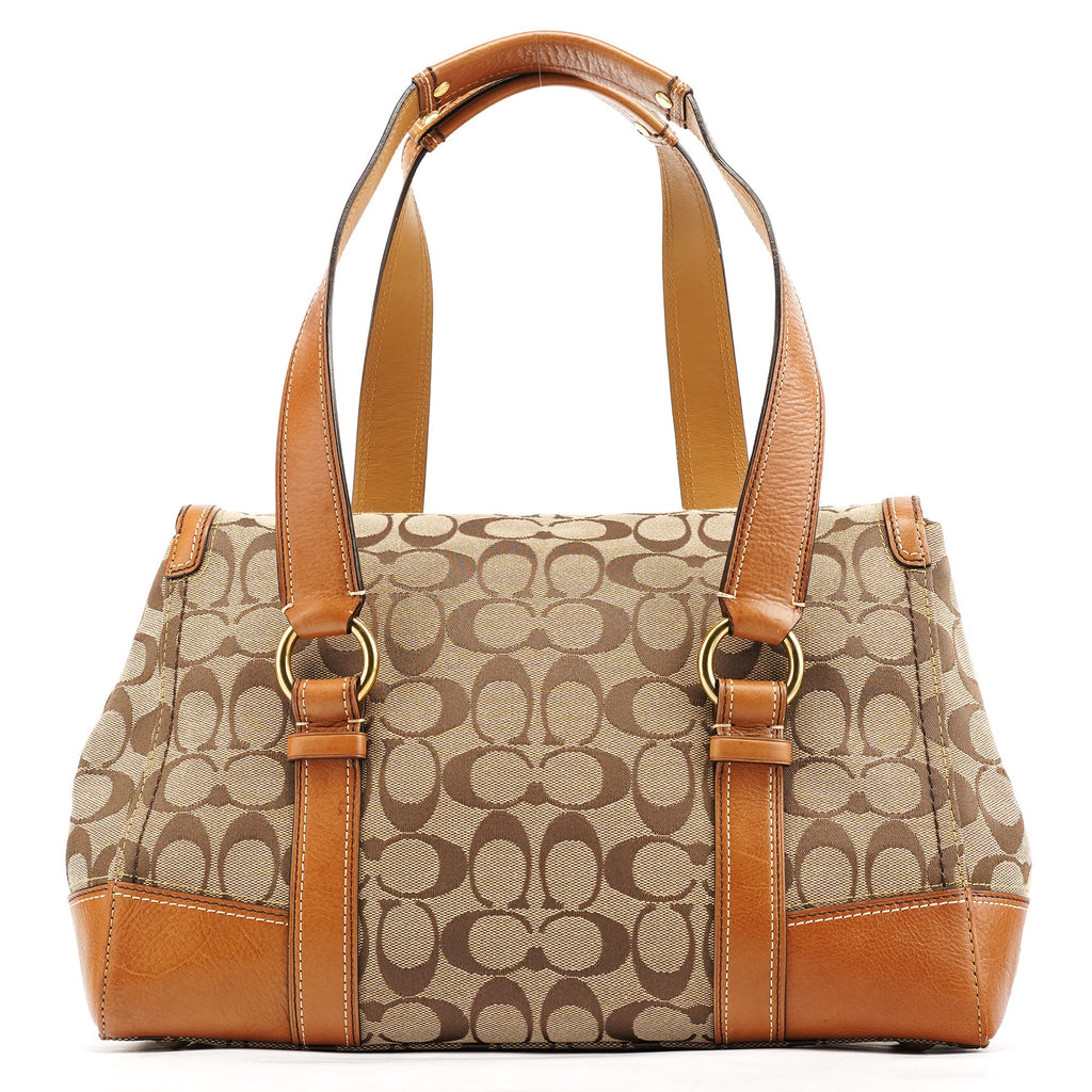 11060 Beige Signature Turnlock Tote Bag