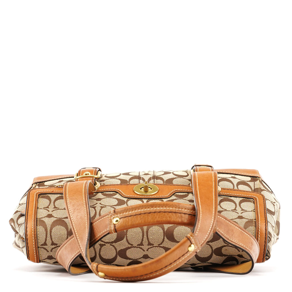 11060 Beige Signature Turnlock Tote Bag