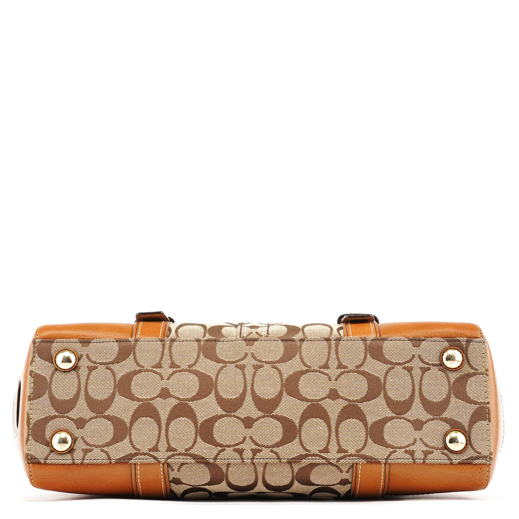 11060 Beige Signature Turnlock Tote Bag