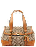 11060 Beige Signature Turnlock Tote Bag
