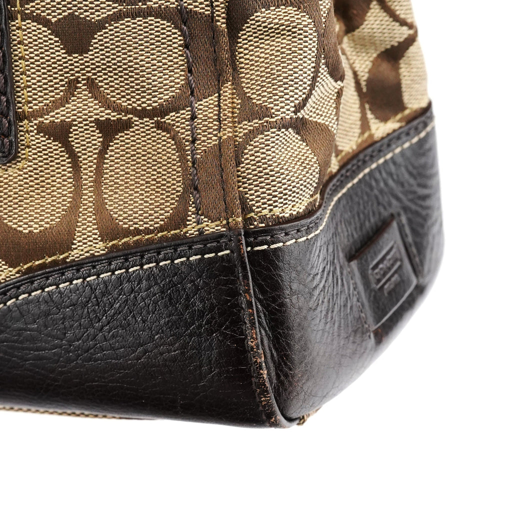 11062 Beige Brown Turnlock Tote Bag