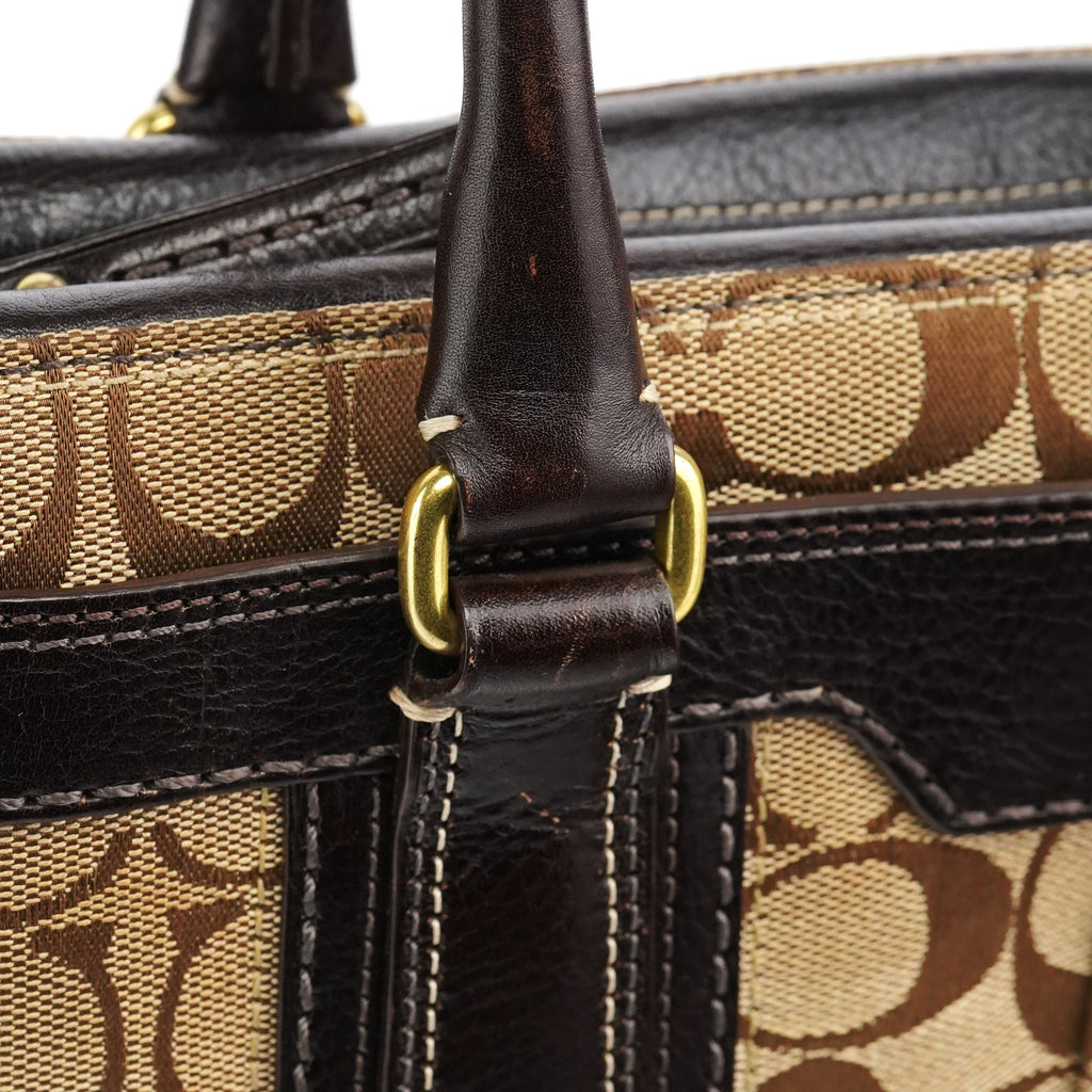 11062 Beige Brown Turnlock Tote Bag