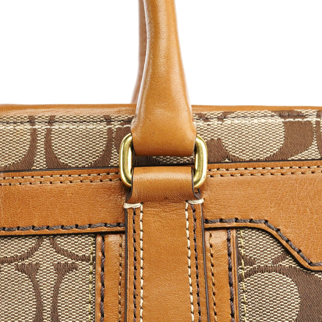 11062 Beige Signature Canvas Turnlock Tote Bag