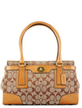 11062 Beige Signature Canvas Turnlock Tote Bag