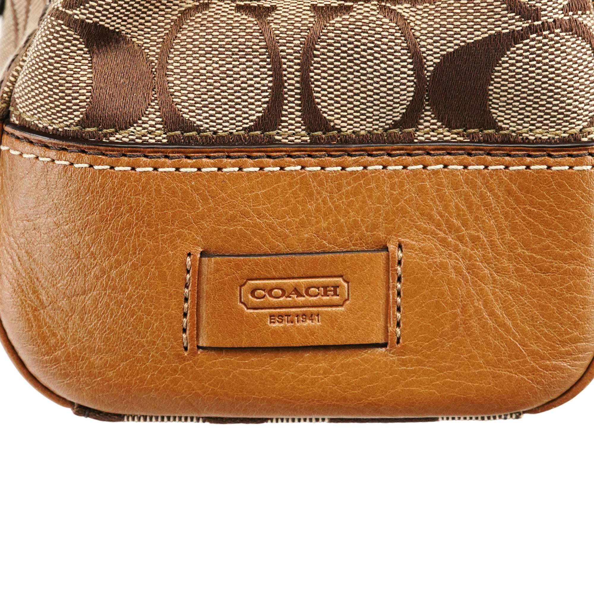 11062 Beige Signature Canvas Turnlock Tote Bag