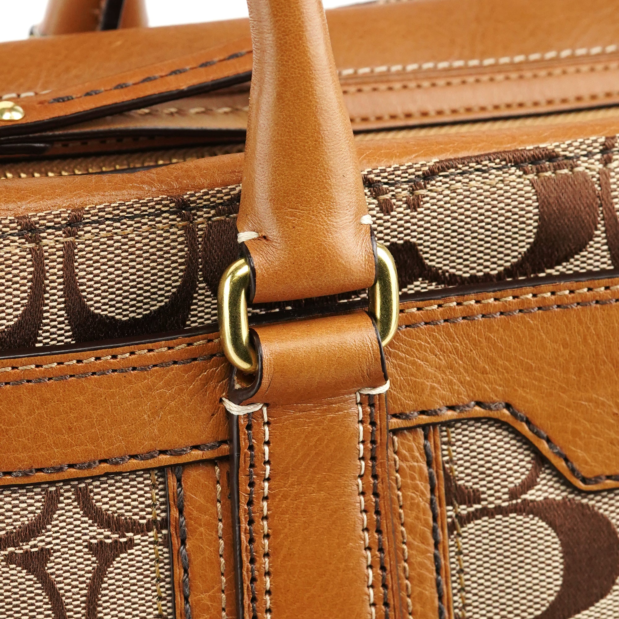 11062 Beige Signature Canvas Turnlock Tote Bag