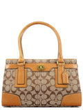 11062 Beige Signature Canvas Turnlock Tote Bag