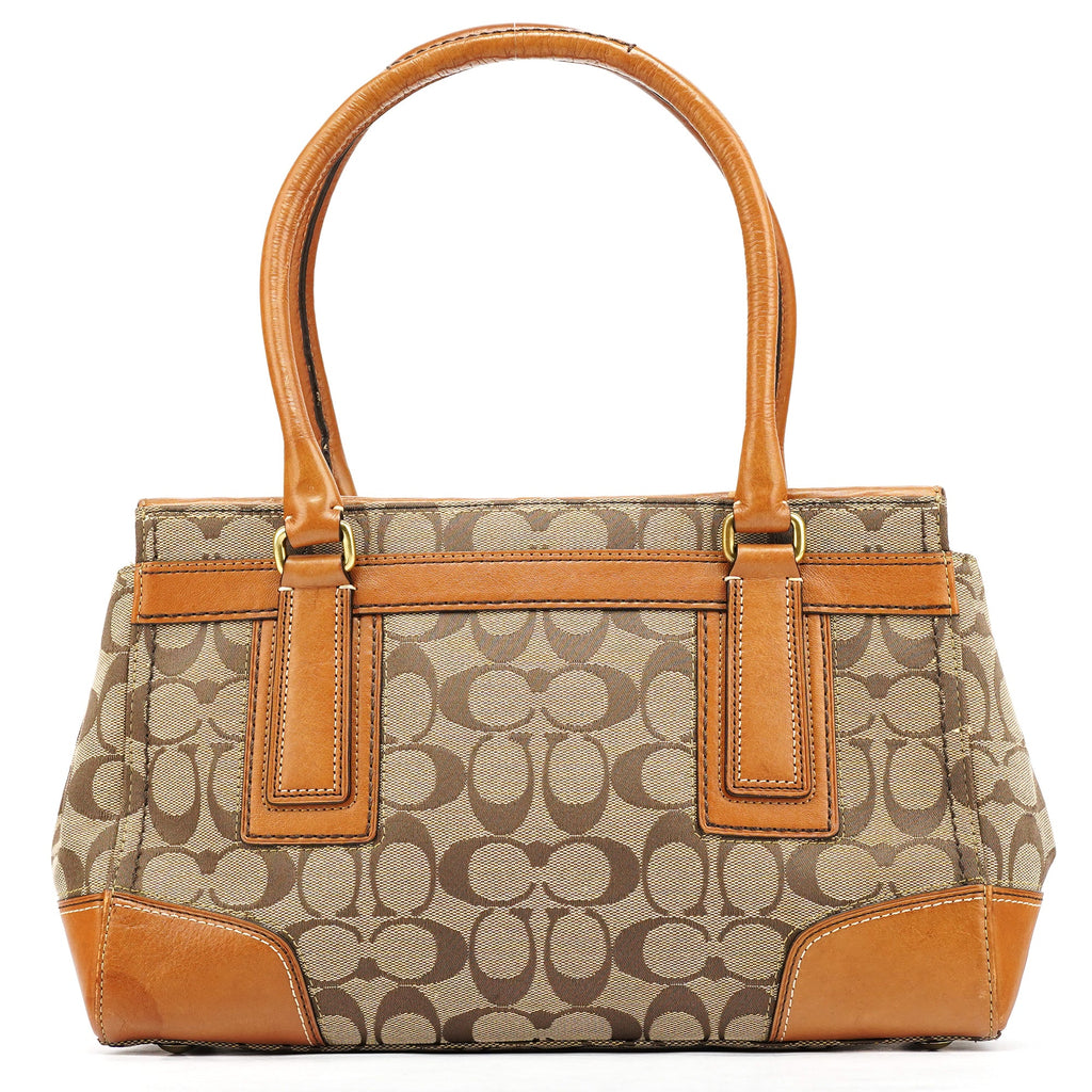 11062 Beige Tan Signature Turnlock Tote Bag