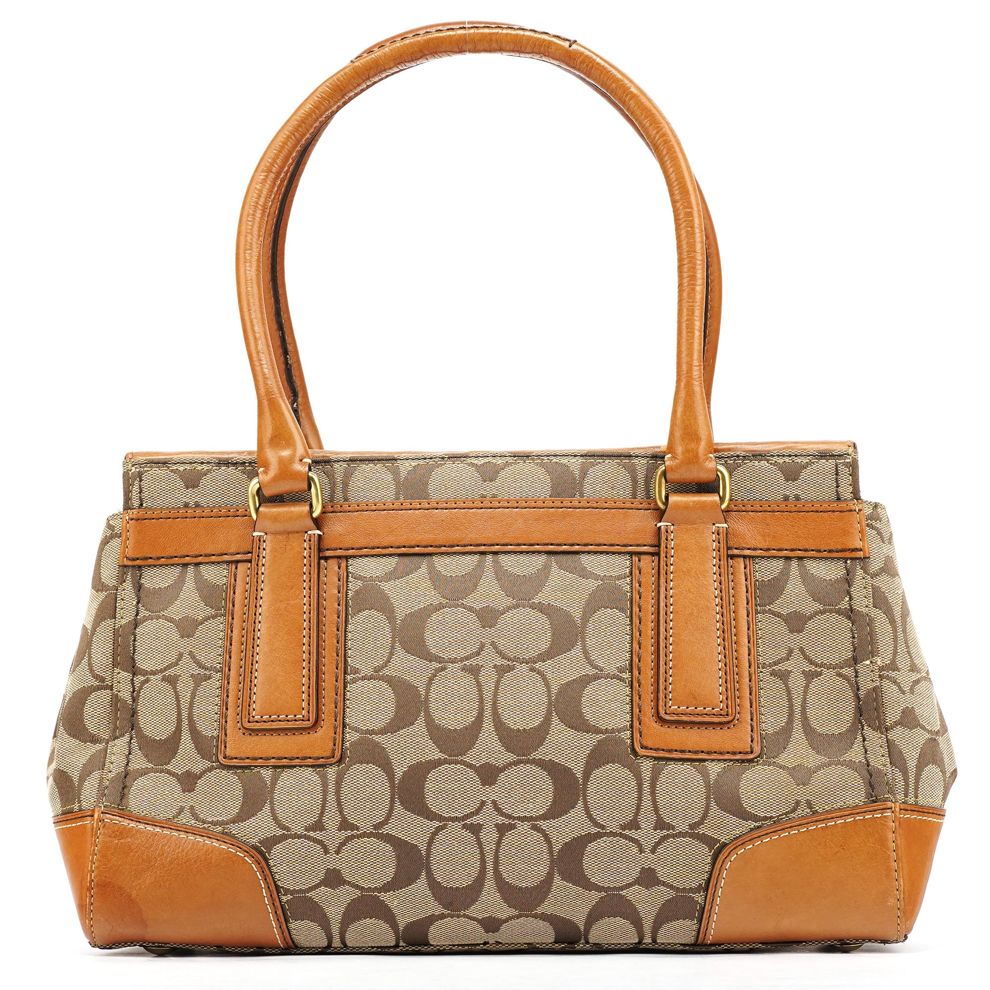 11062 Beige Tan Signature Turnlock Tote Bag