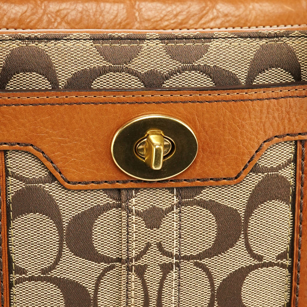 11062 Beige Tan Signature Turnlock Tote Bag