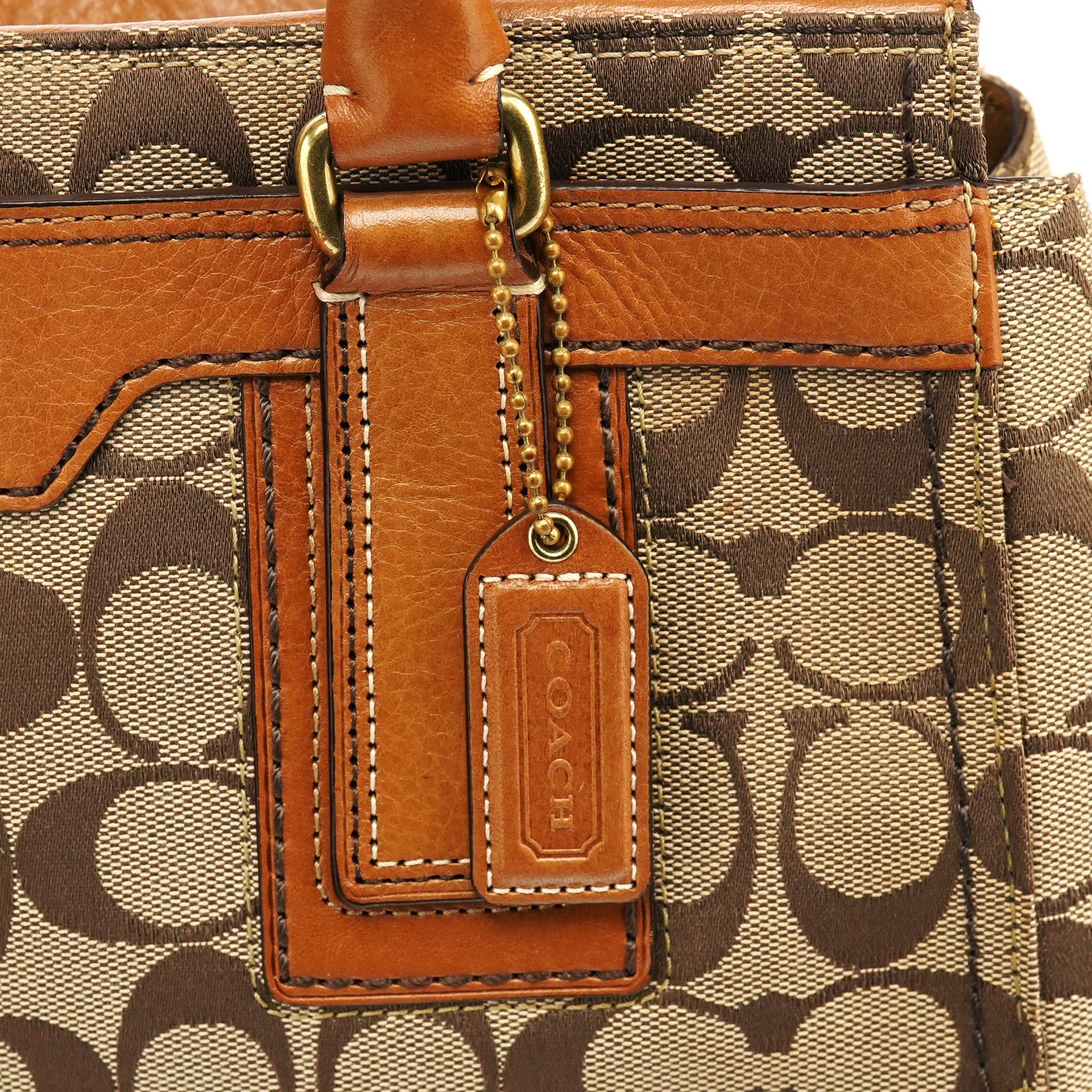11062 Beige Tan Signature Turnlock Tote Bag
