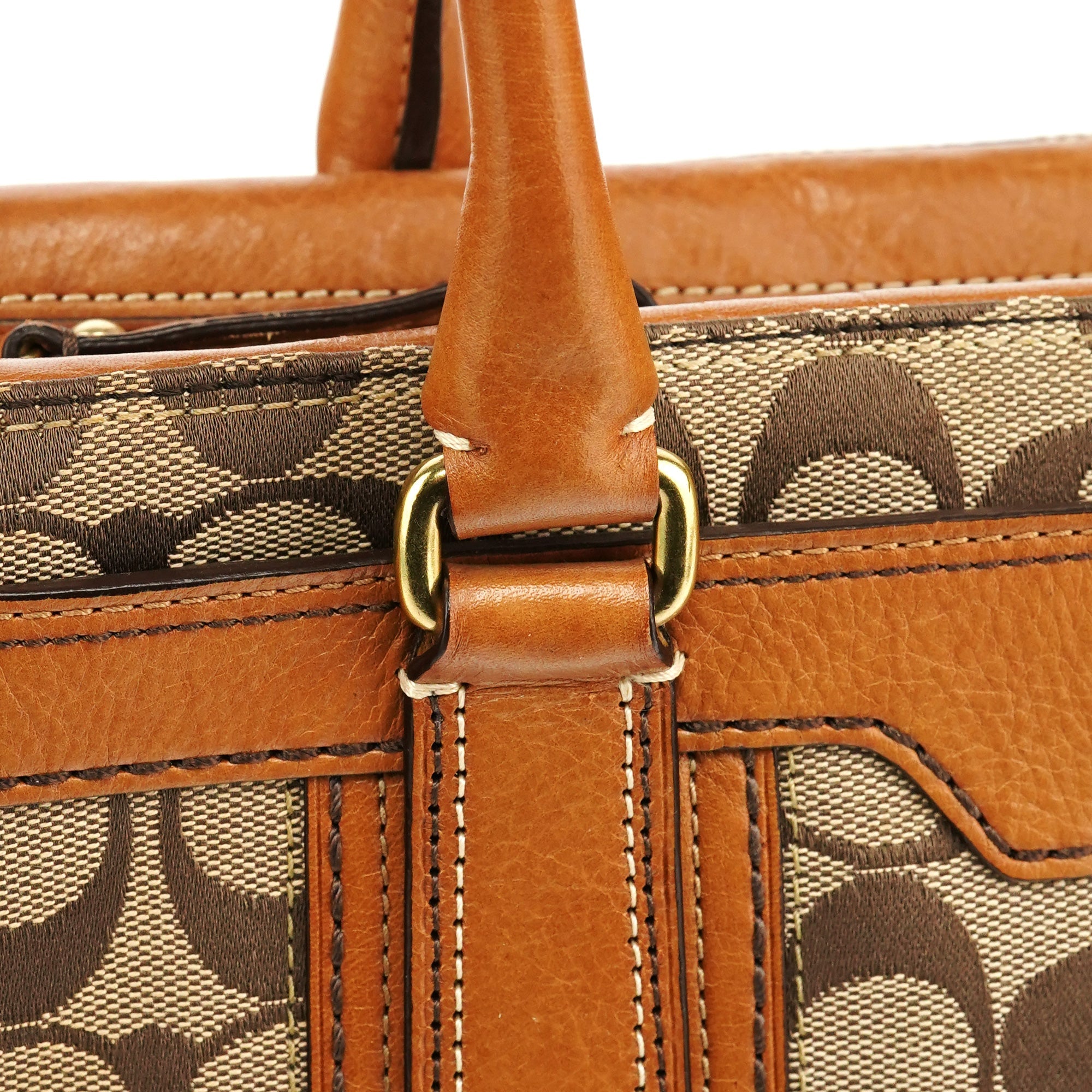 11062 Beige Tan Signature Turnlock Tote Bag
