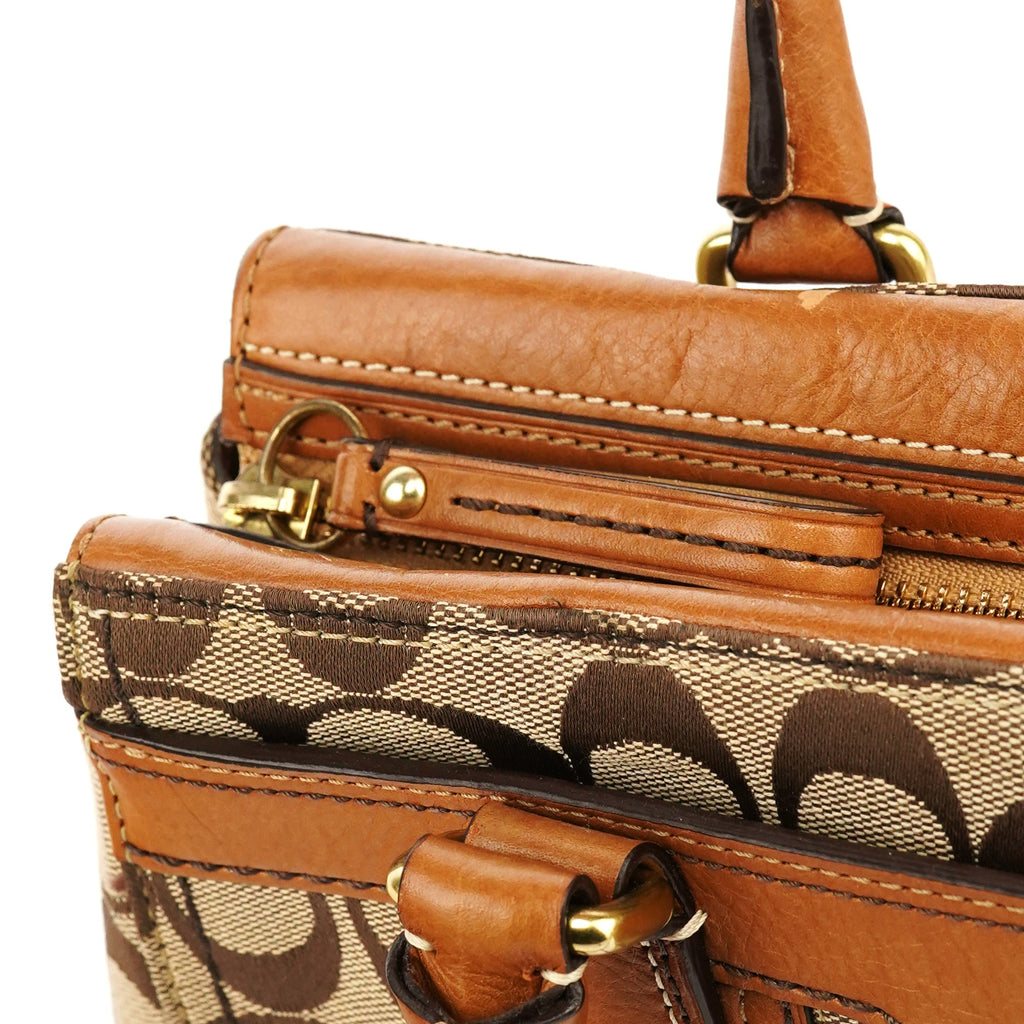 11062 Beige Tan Signature Turnlock Tote Bag