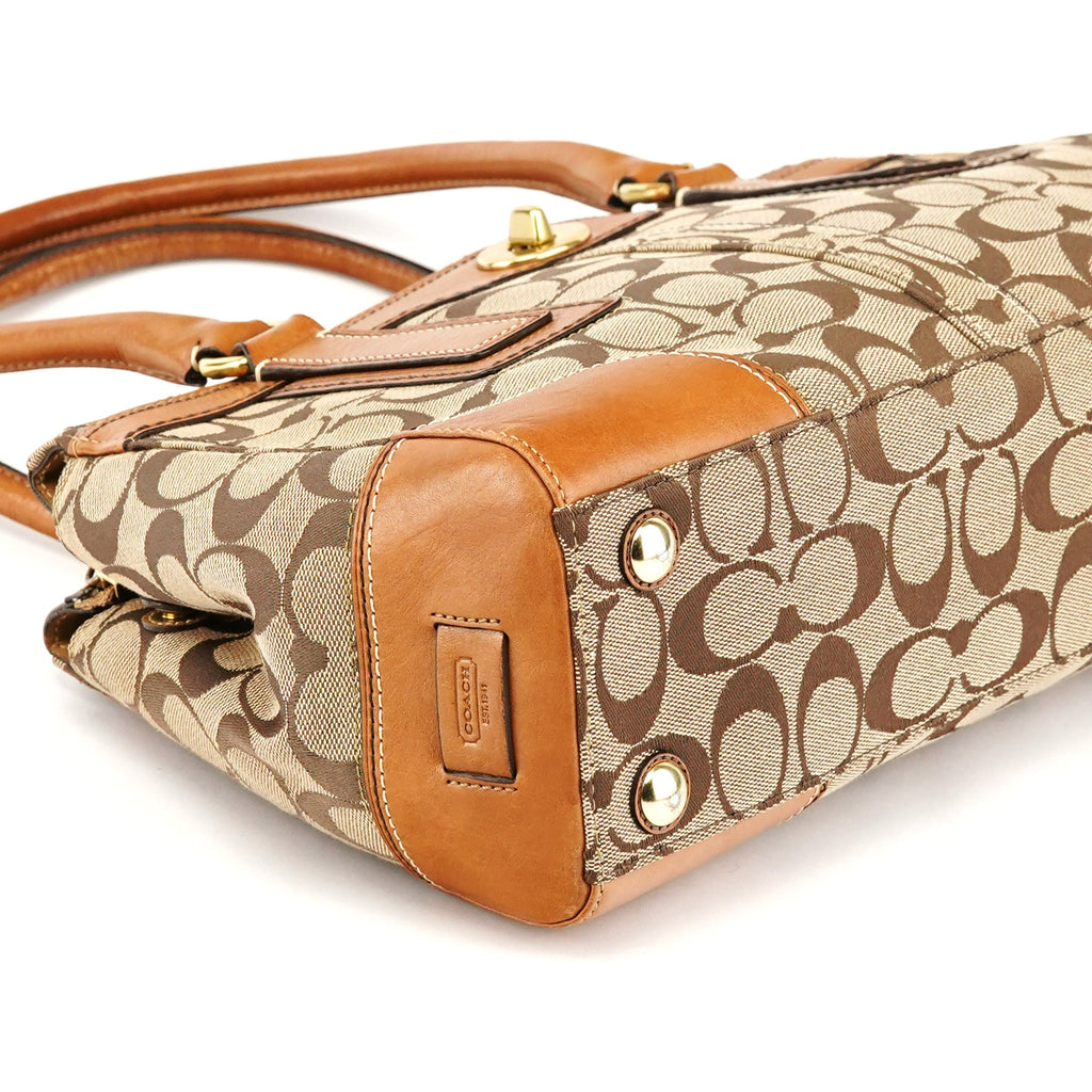 11062 Beige Tan Signature Turnlock Tote Bag