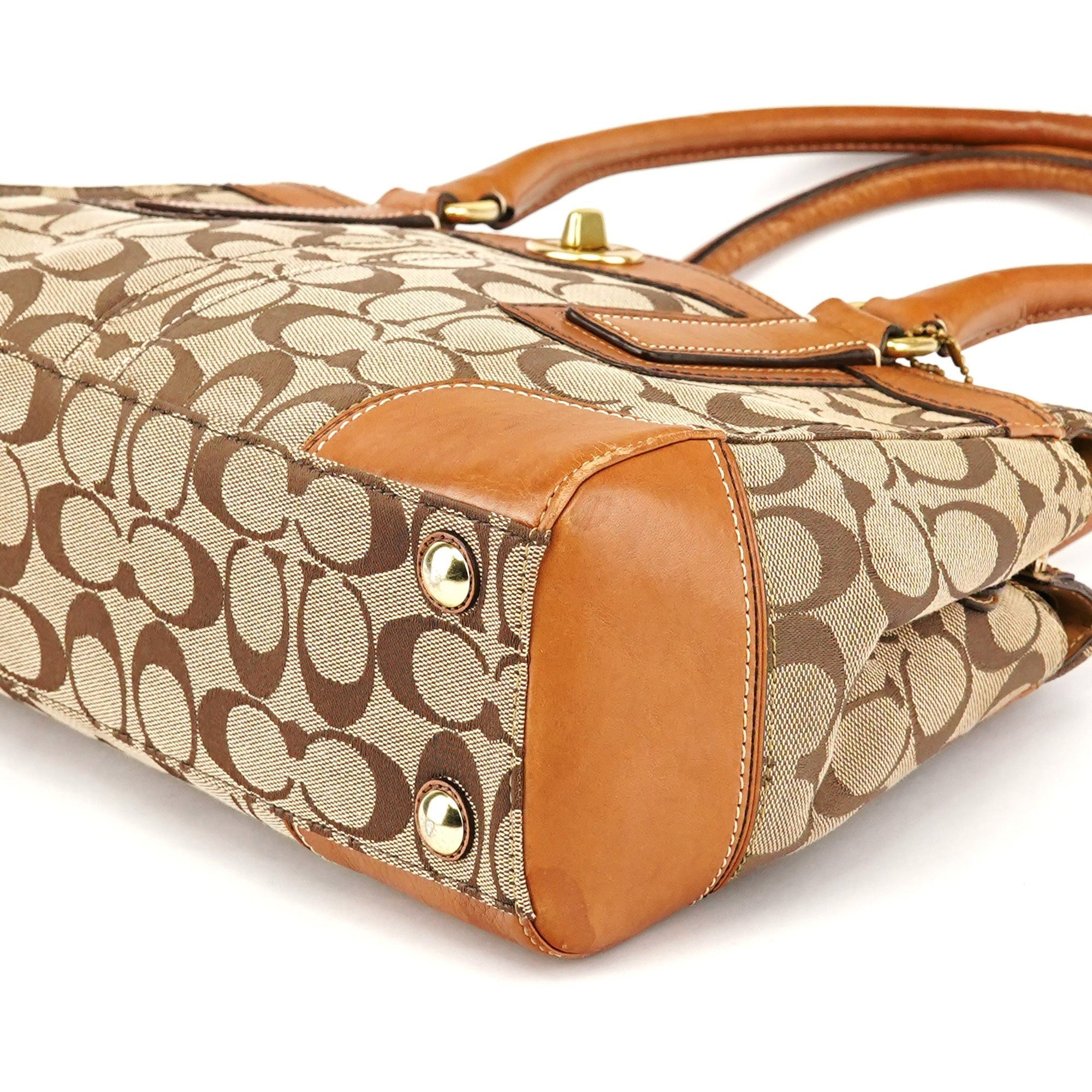 11062 Beige Tan Signature Turnlock Tote Bag