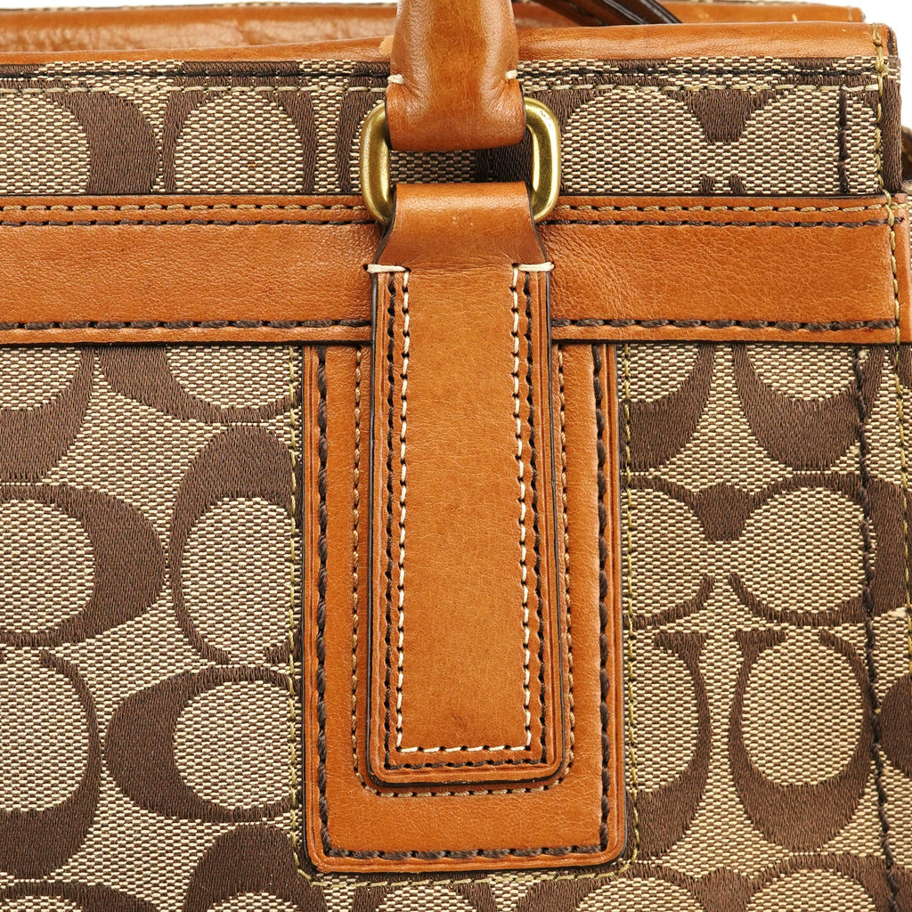 11062 Beige Tan Signature Turnlock Tote Bag