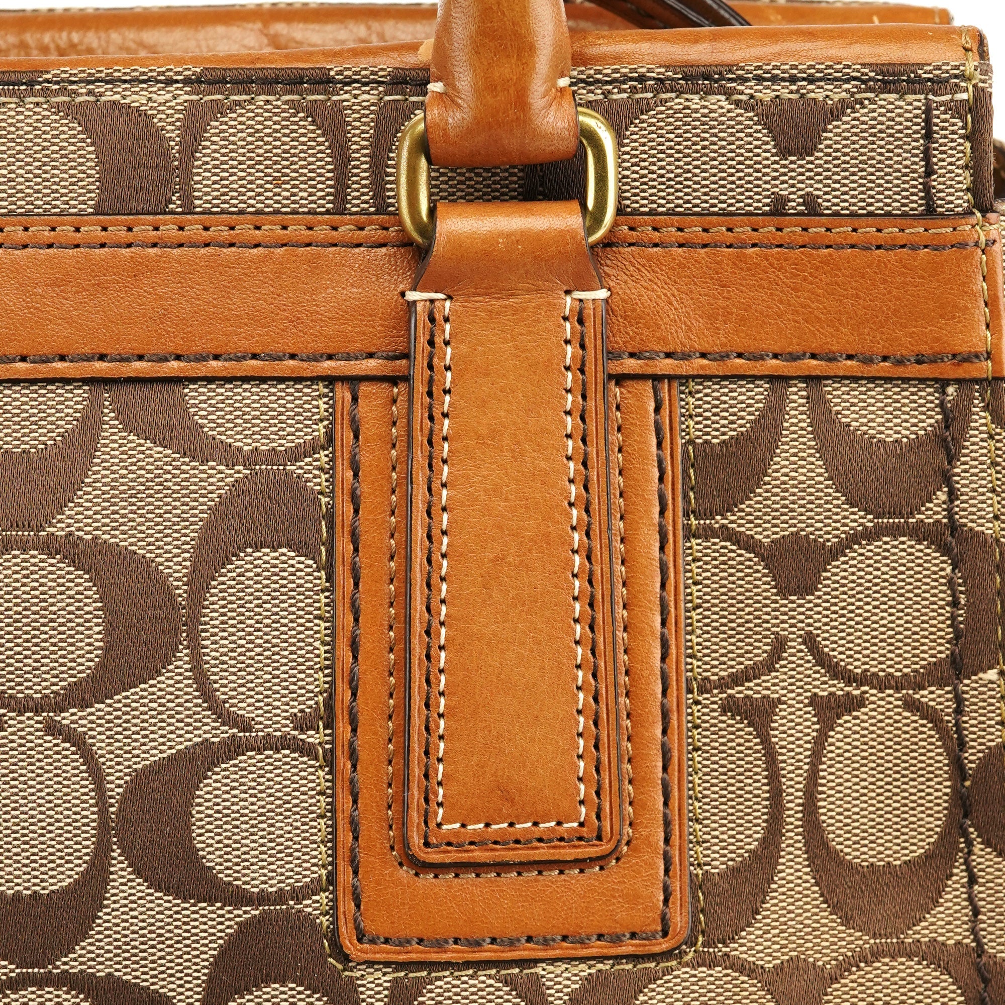 11062 Beige Tan Signature Turnlock Tote Bag