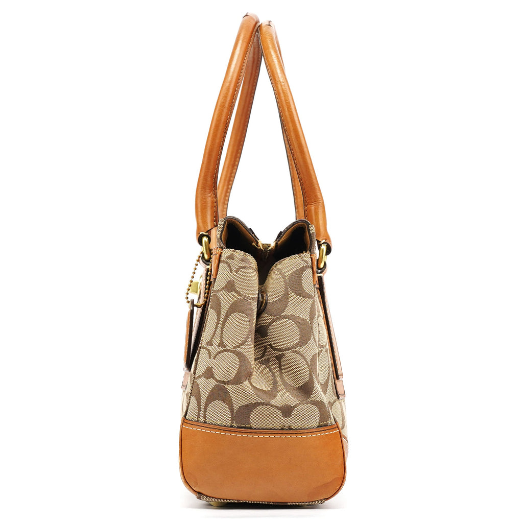 11062 Beige Tan Signature Turnlock Tote Bag