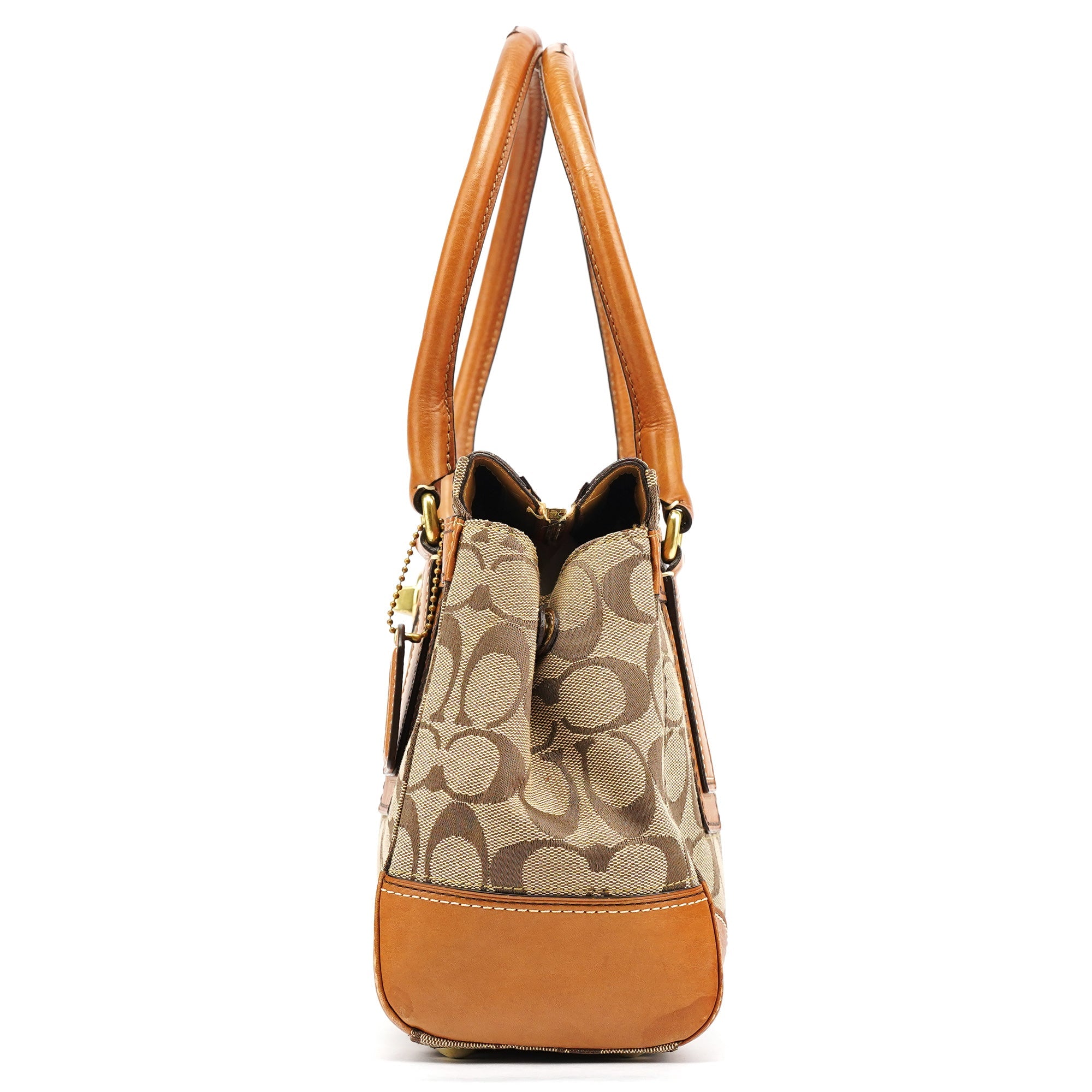 11062 Beige Tan Signature Turnlock Tote Bag