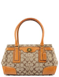 11062 Beige Tan Signature Turnlock Tote Bag
