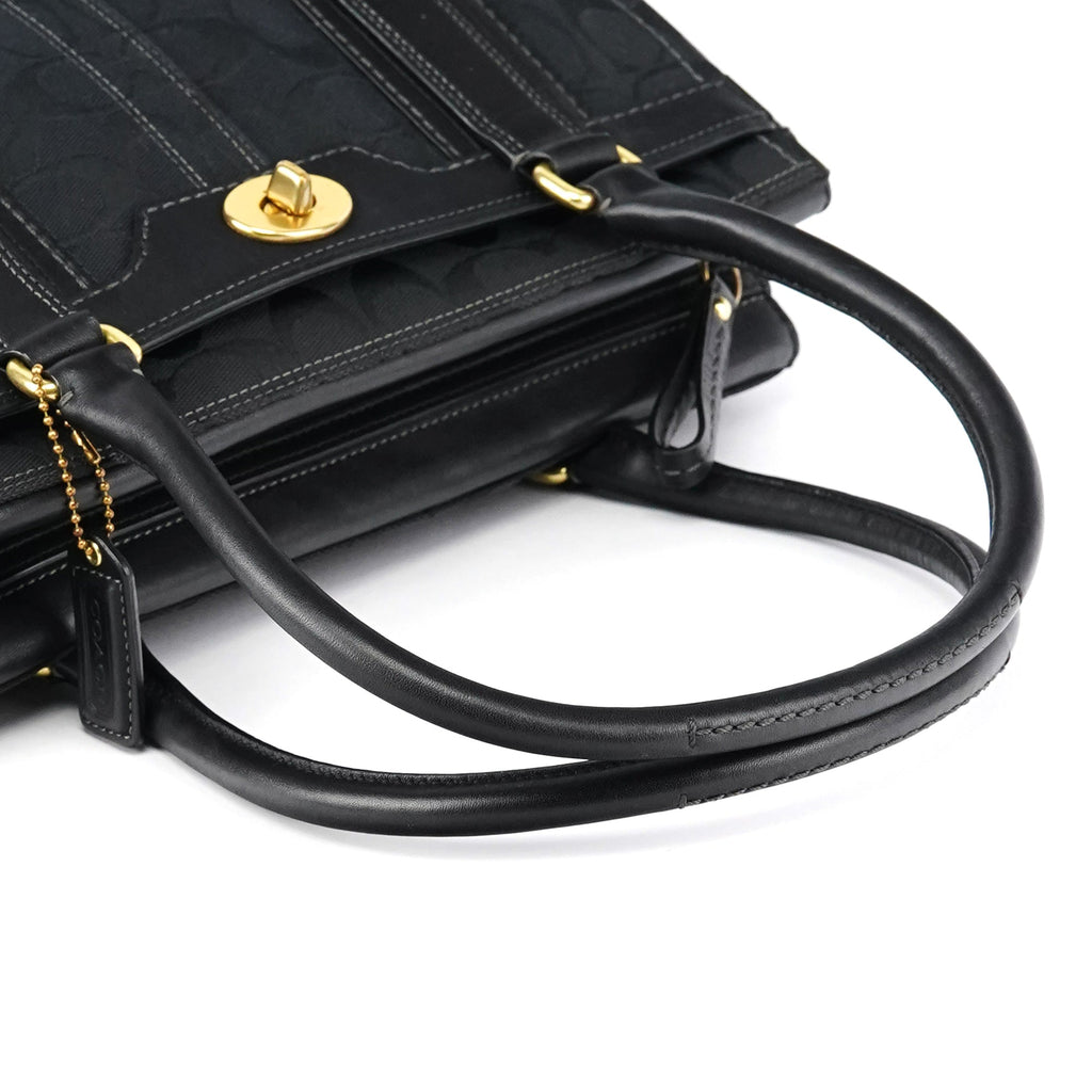 11062 Black Signature Turnlock Tote Bag