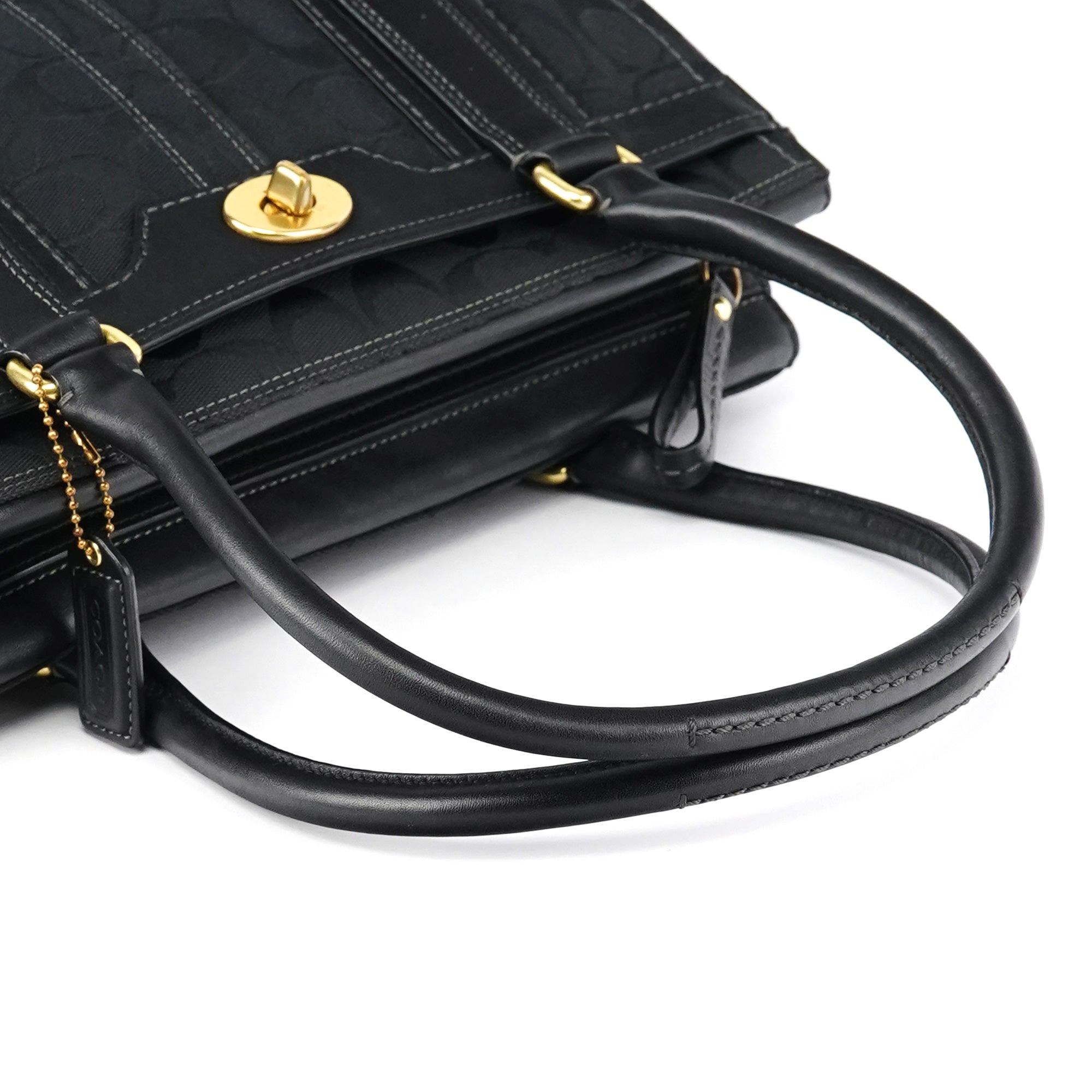 11062 Black Signature Turnlock Tote Bag