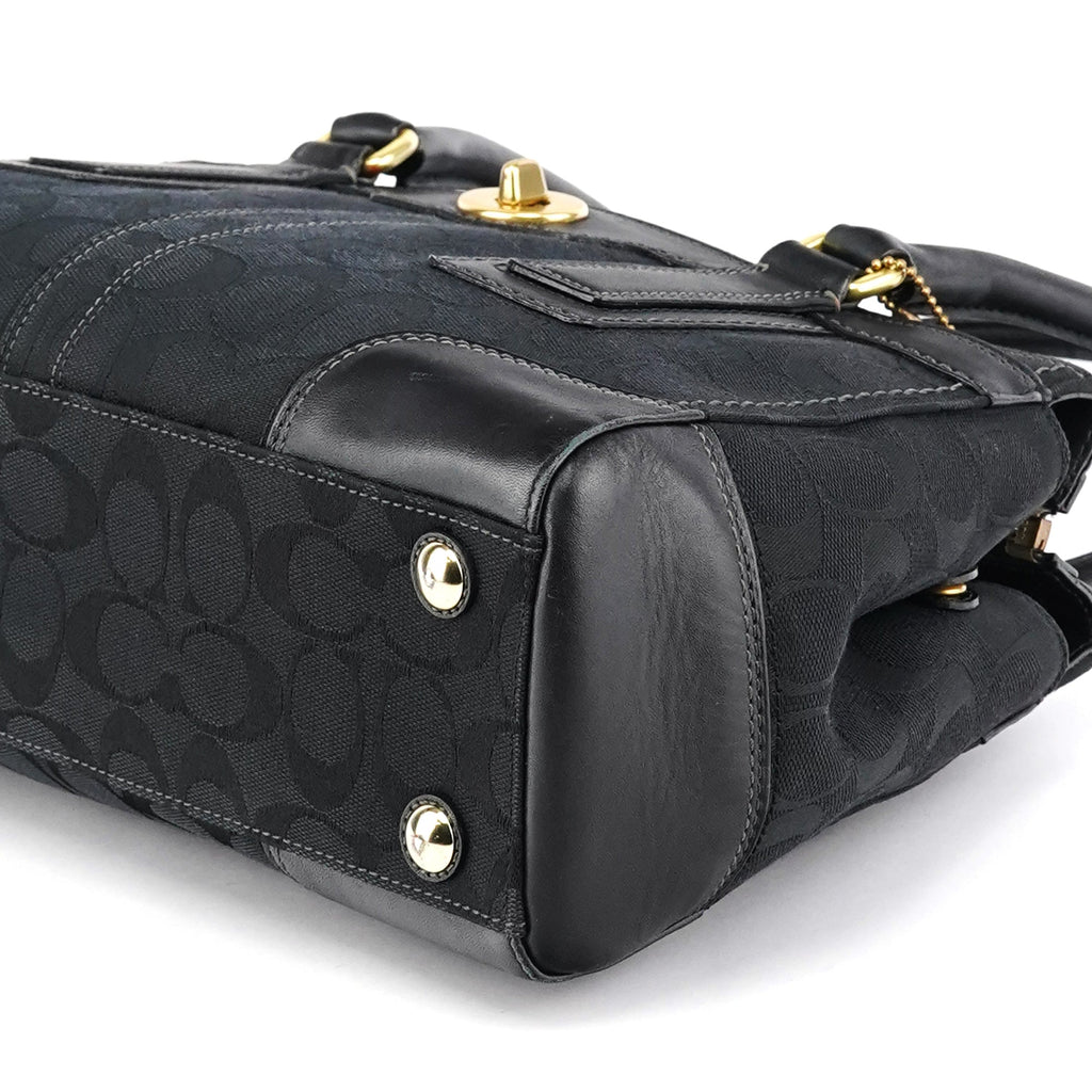 11062 Black Signature Turnlock Tote Bag