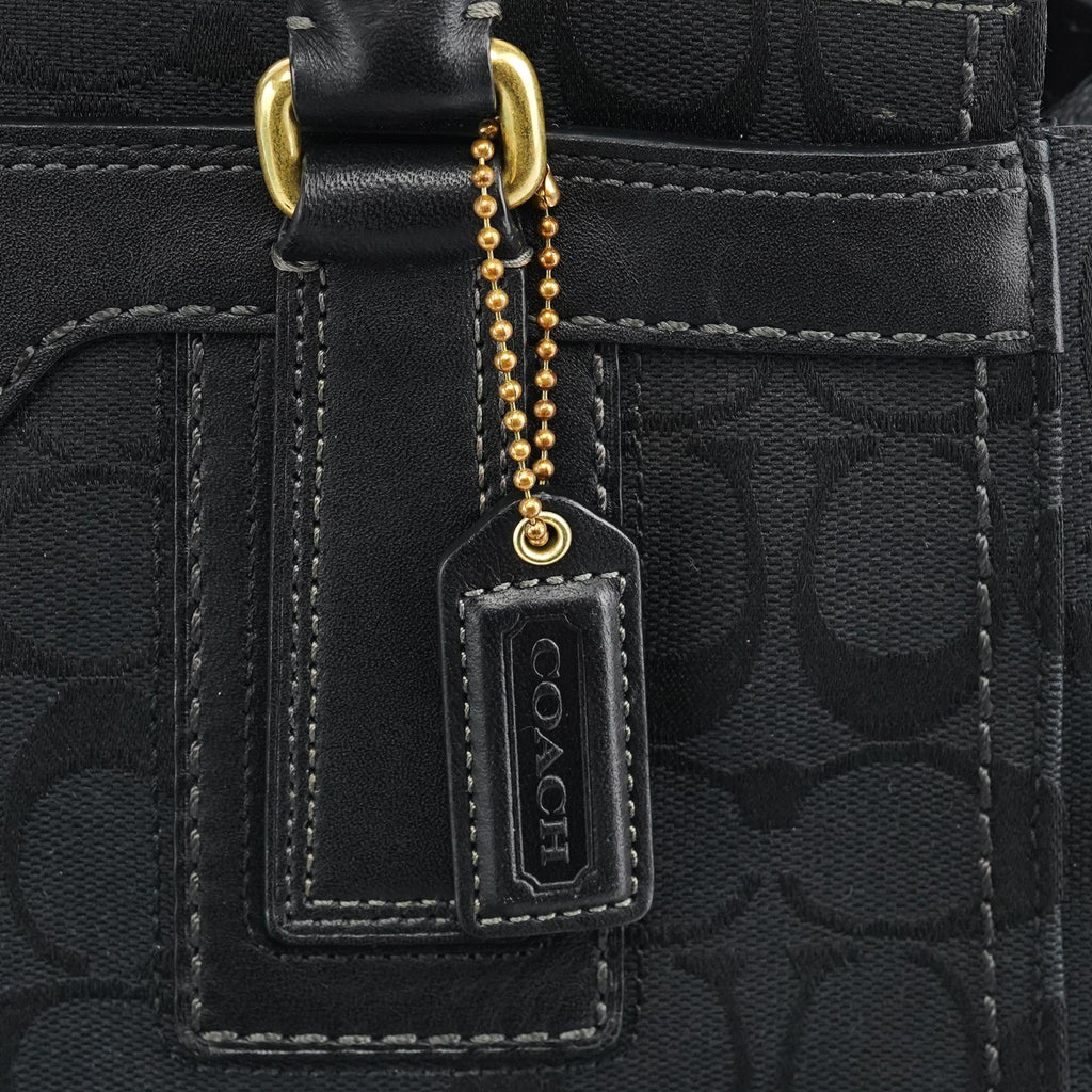 11062 Black Signature Turnlock Tote Bag
