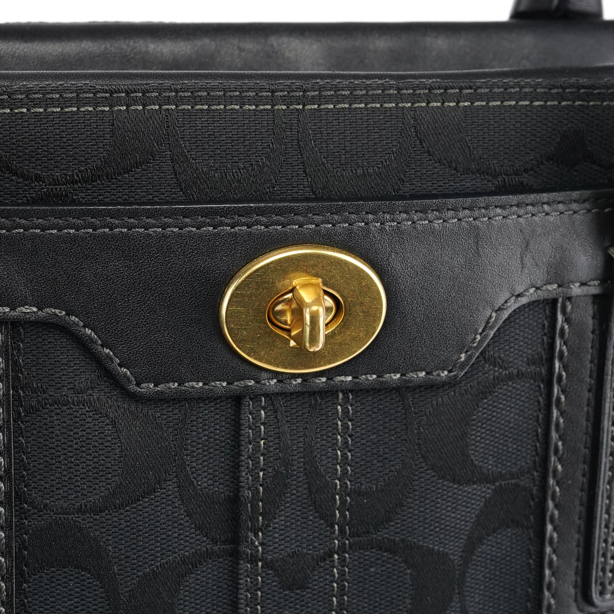 11062 Black Signature Turnlock Tote Bag