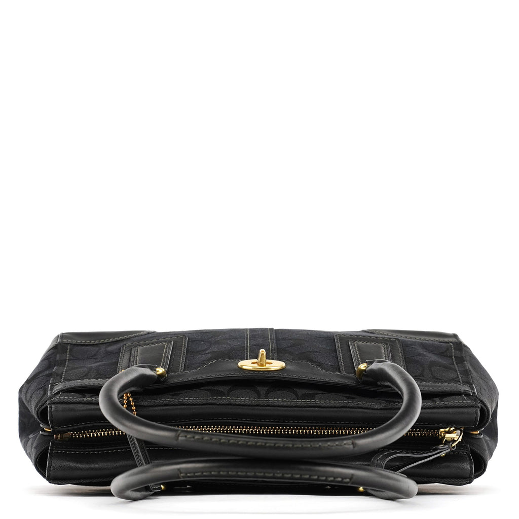 11062 Black Signature Turnlock Tote Bag