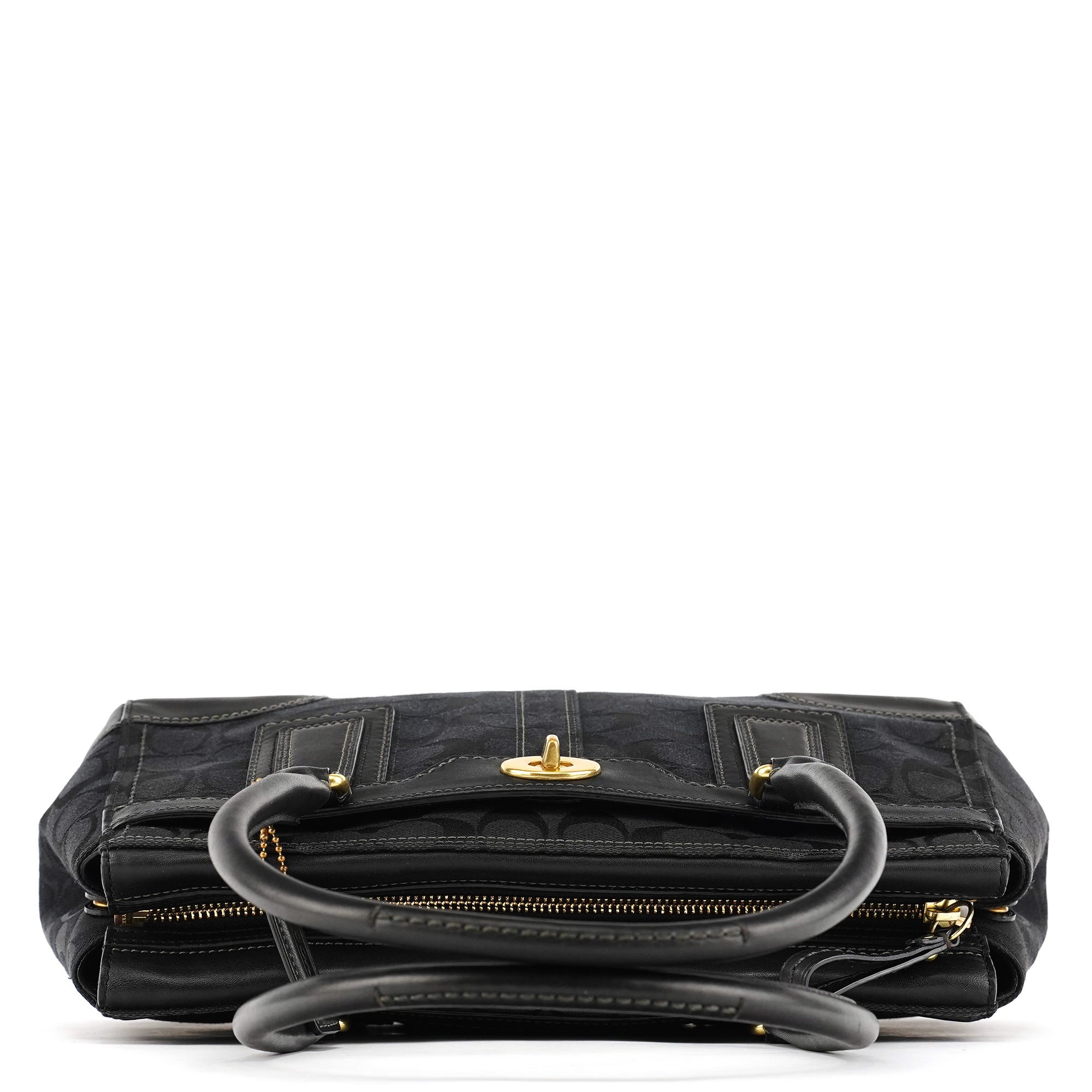 11062 Black Signature Turnlock Tote Bag