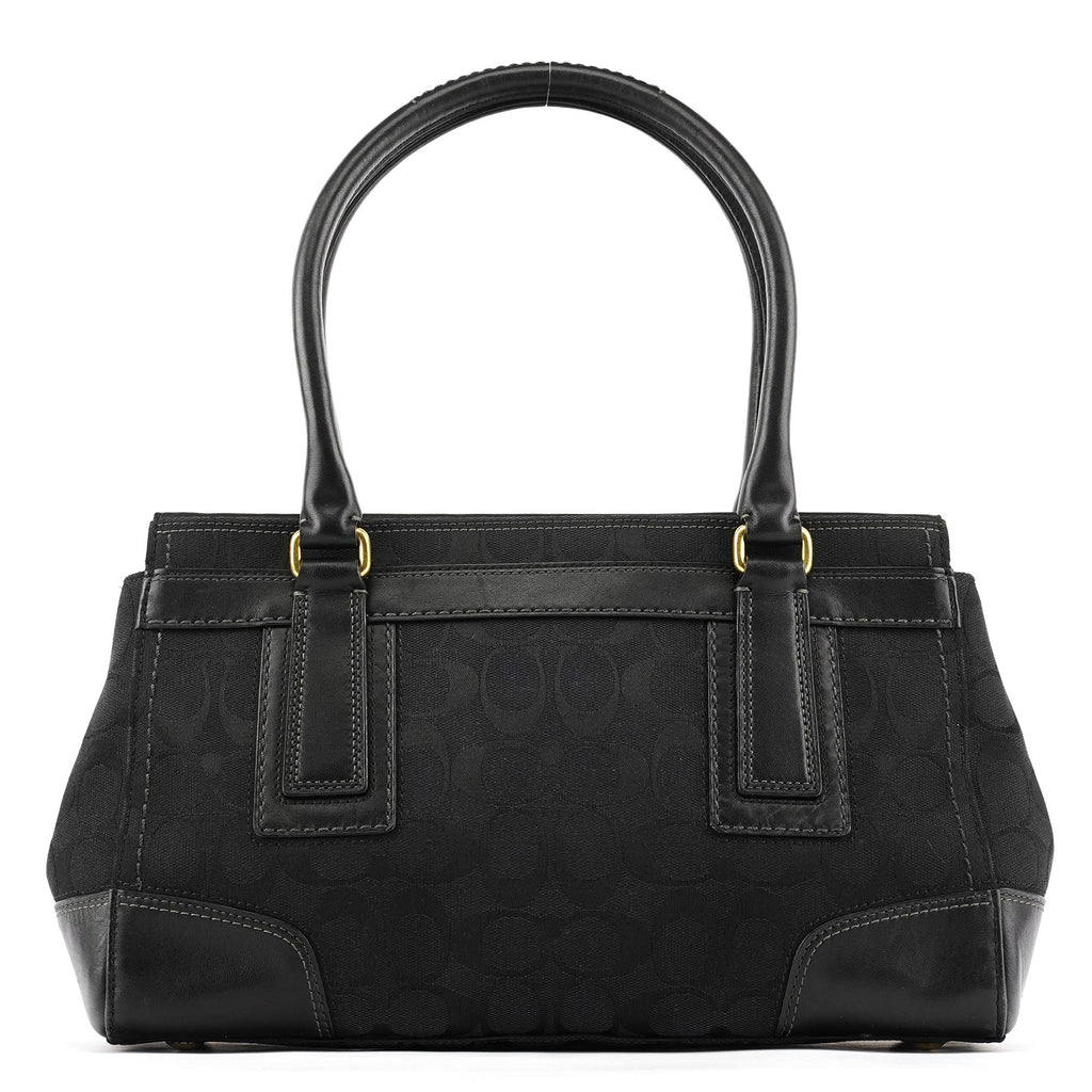 11062 Black Signature Turnlock Tote Bag