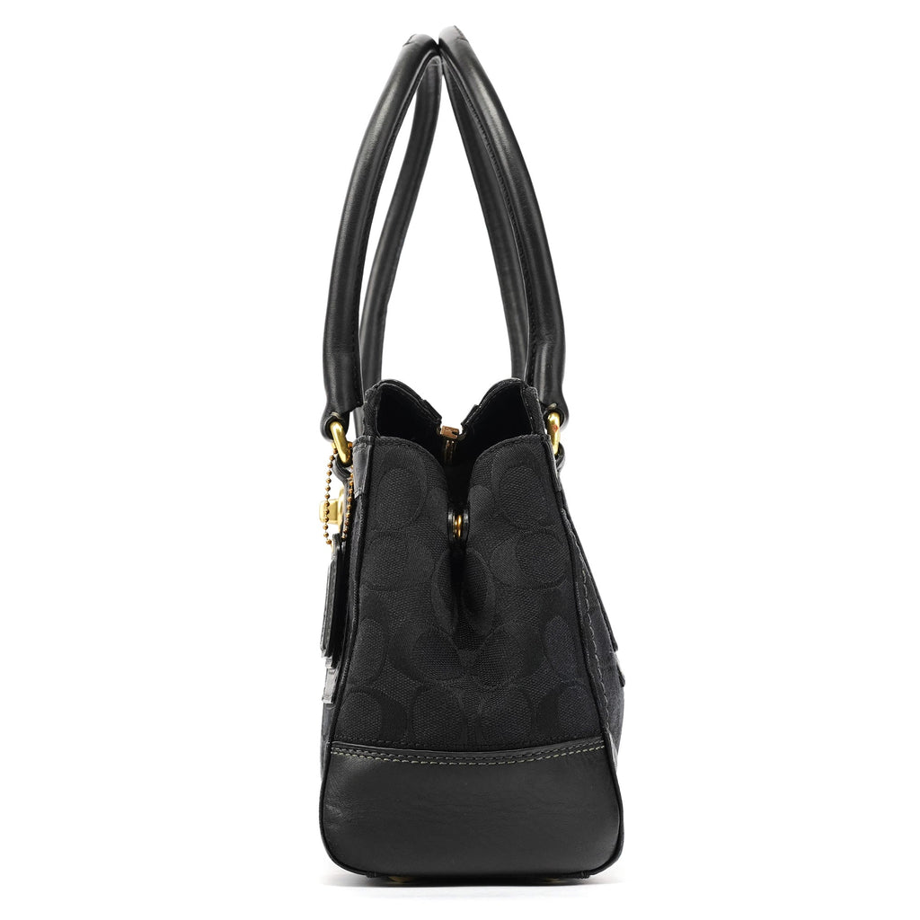 11062 Black Signature Turnlock Tote Bag