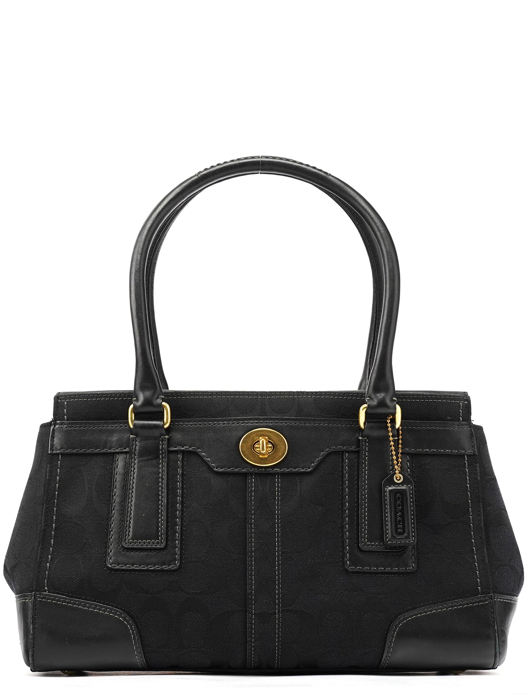 11062 Black Signature Turnlock Tote Bag