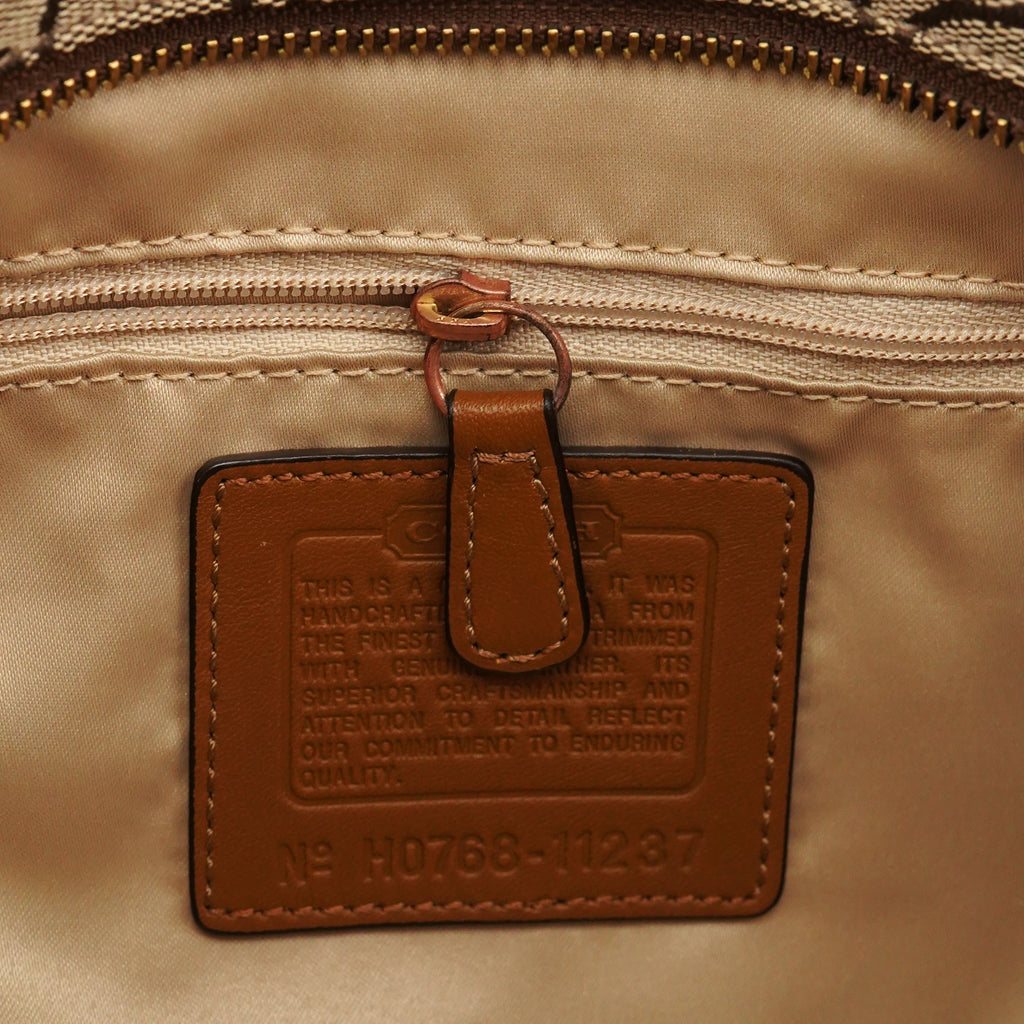 11237 Beige Brown Signature Turnlock Tote Bag