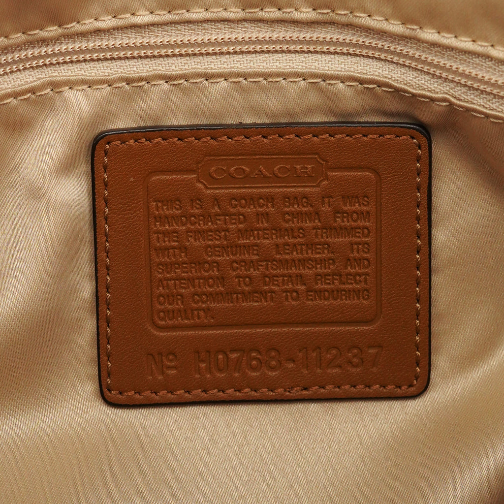 11237 Beige Brown Signature Turnlock Tote Bag