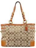 11237 Beige Brown Signature Turnlock Tote Bag