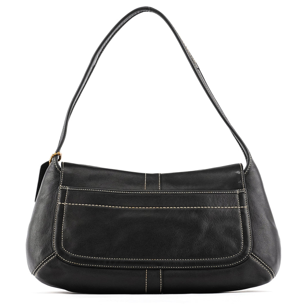11254 Black Leather Turnlock Shoulder Bag