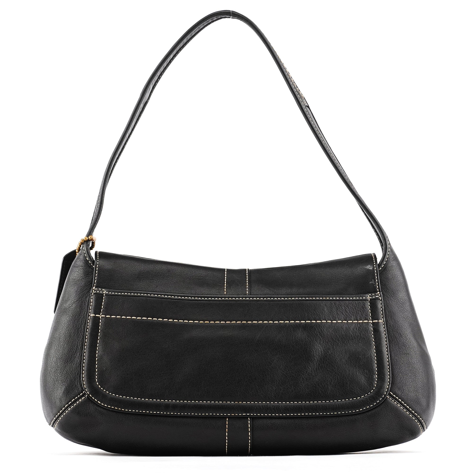 11254 Black Leather Turnlock Shoulder Bag