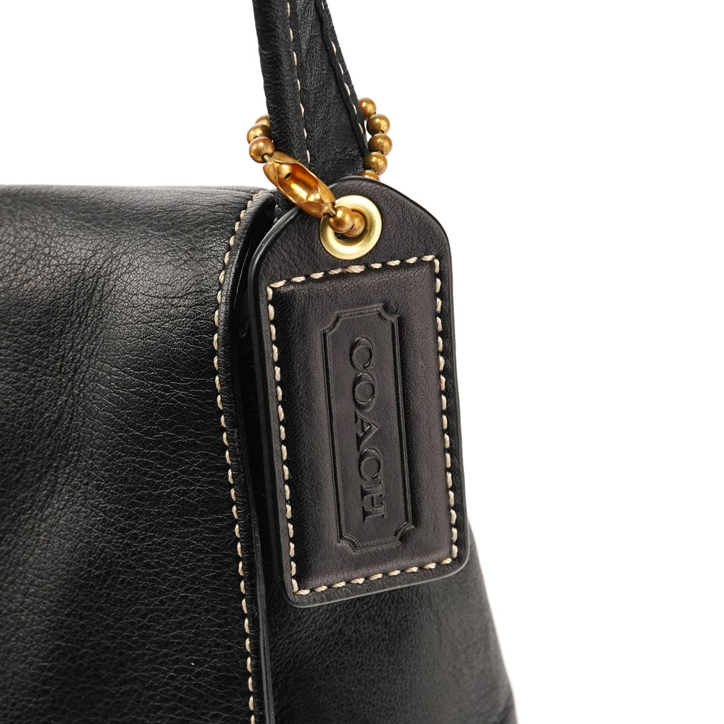 11254 Black Leather Turnlock Shoulder Bag