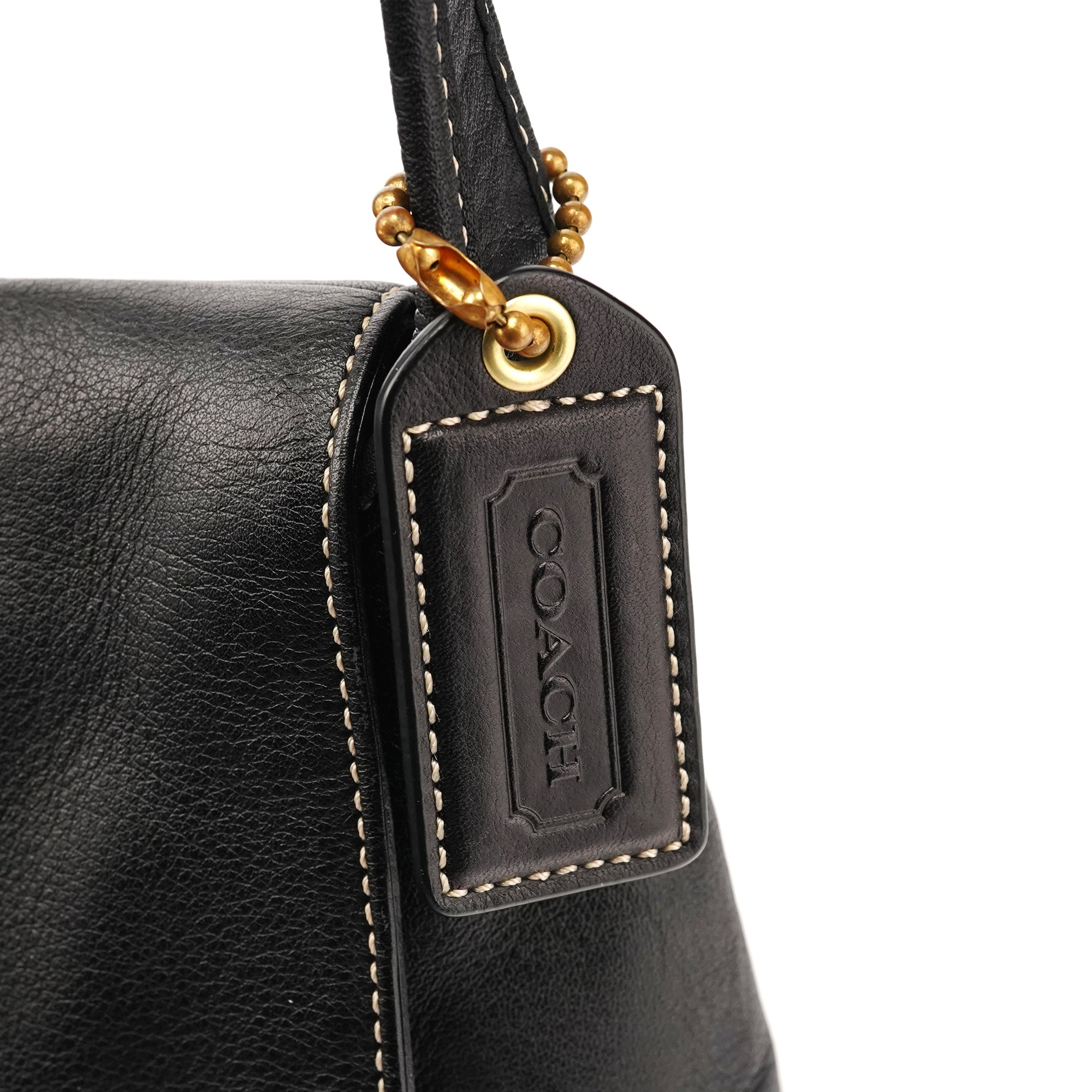 11254 Black Leather Turnlock Shoulder Bag