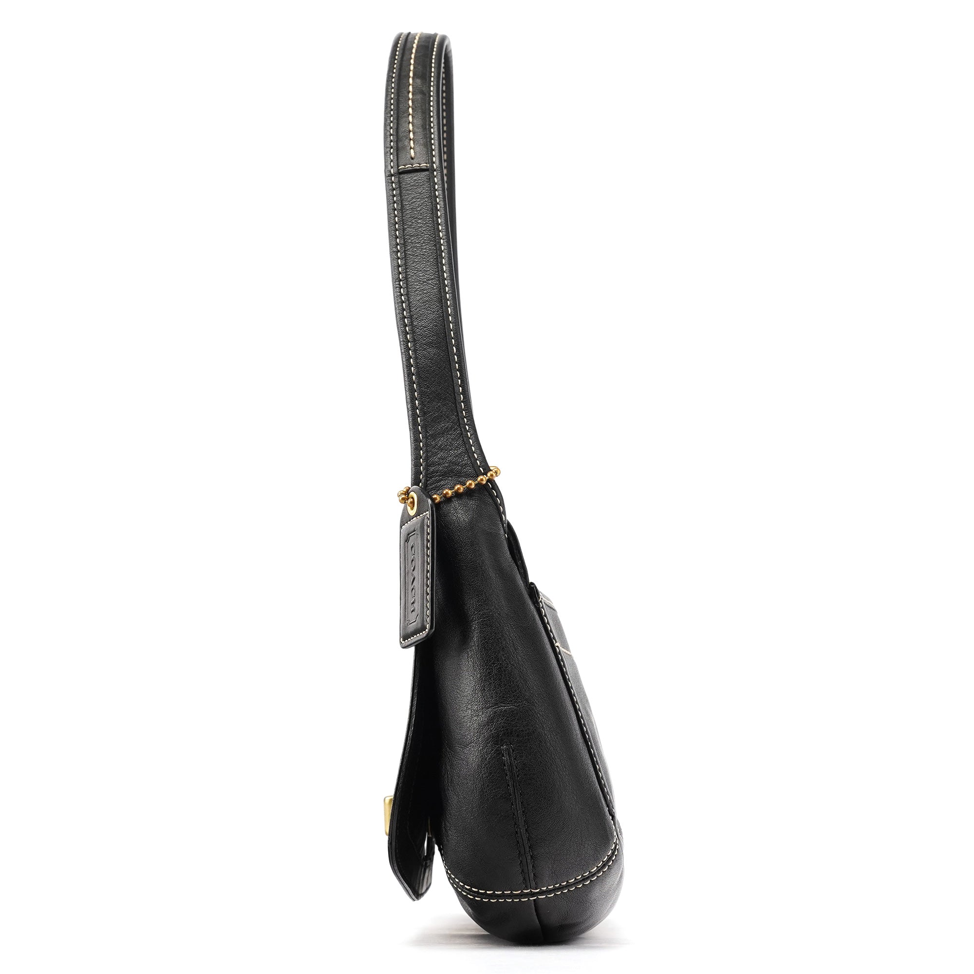 11254 Black Leather Turnlock Shoulder Bag