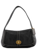 11254 Black Leather Turnlock Shoulder Bag