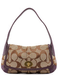 11257 Beige Brown Signature C Turnlock Shoulder Bag