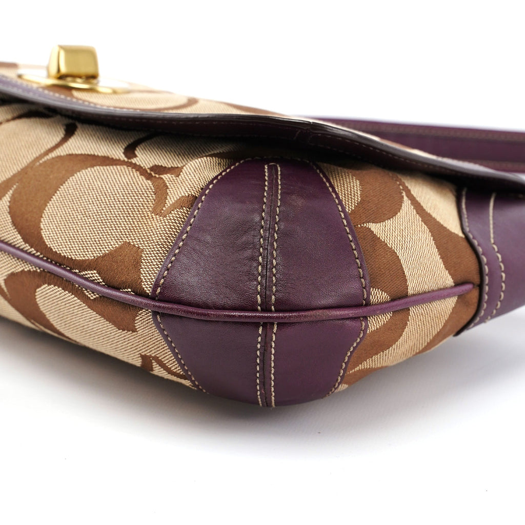 11257 Beige Brown Signature C Turnlock Shoulder Bag