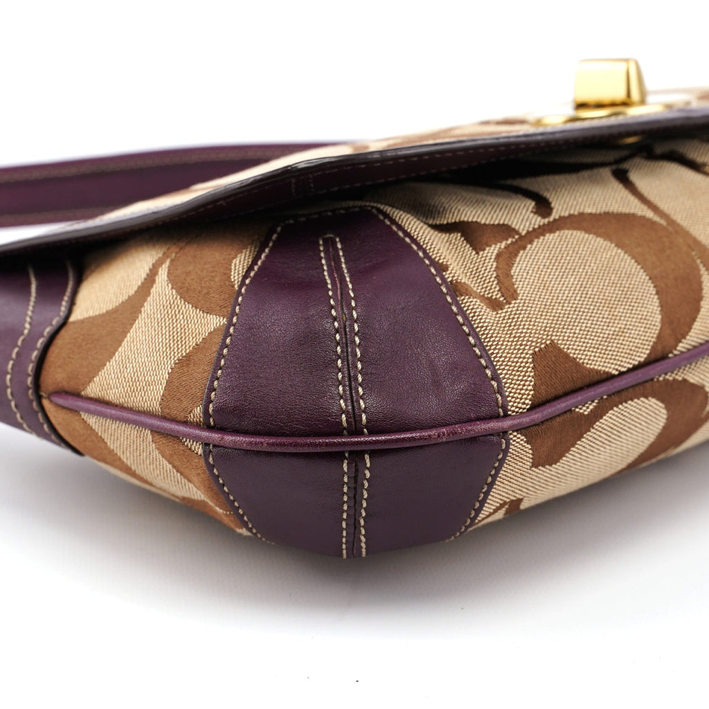 11257 Beige Brown Signature C Turnlock Shoulder Bag