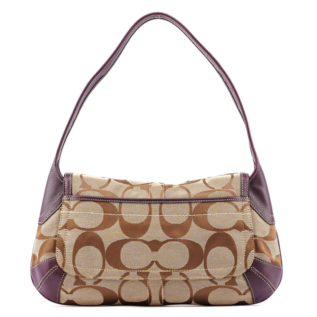 11257 Beige Brown Signature C Turnlock Shoulder Bag