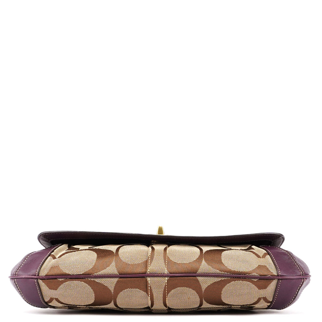 11257 Beige Brown Signature C Turnlock Shoulder Bag